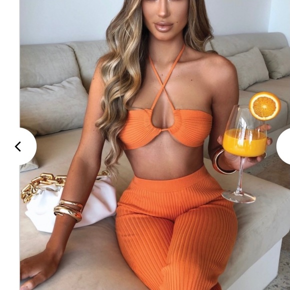 Babyboo bright Orange Kyana knit pant set - Picture 2 of 5